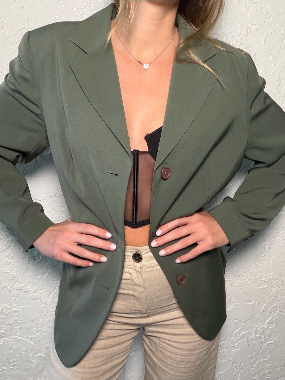 Votre Nom Olive Green Tailored Blazer